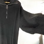 LC Waikiki Classic 2X Quarter Zip Ribbed Knit Big Sleeve Dress Black Photo 1