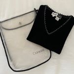 Saks 5th Avenue Black Cashmere Embellished V Neck Sweater Short Sleeve asap Saks Fifth Avenue L Photo 4