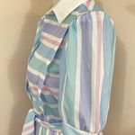 Vintage 70’s Jenny Petite Pastel Pink/ Blue Striped Midi Shirt Dress S Photo 1