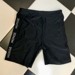 MONSE Stretchy Biker Shorts Black & White Logo Side Stripes Athleisure Scuba szL Size L Photo 9
