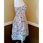Alythea Beige Strapless Blue Floral Sweetheart Bust Party Dress by from ModCloth Photo 2