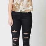 Buckle Womens Ark & Co Gold Metallic Bling Sequin Stunning Holiday Top - Sz S Photo 0
