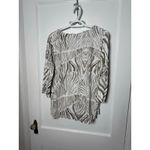 Chico's  Lightweight Beige Knit Cotton Blend Zebra Ruffle Lightweight Top Size LG Photo 6