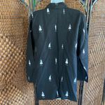 One Size Fits Many//Vintage 90s Black Linen Embroidered Shirt Size M Photo 2