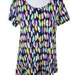 LuLaRoe Irma Feather Print Scoop Neck Hi-Lo Hem Short Sleeve T Shirt Size Medium Photo 6
