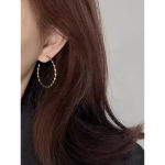 Boutique Beautiful Twist 14k Gold Plated Sterling Silver Hoop Earrings,‎ 4.2cm Photo 3