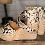 Nine West Women's Adell Espadrille Wedge Sandal Sz 7 Faux Snake Skin Open Toe Photo 3