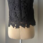 Black Sleeveless Floral Cutout Shirt Size Small Photo 3