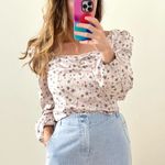 WAYF NWT  x Influencers Pink Daisy Floral Corset Smocked Top Sz Medium Photo 3
