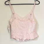 Abound NWT  Pink/White Mini Moo V-Neck Sleeveless Cinch Front Tank Top - XS Photo 4