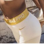 Nike  PRO Warm Dri Fit Fleece Lined 7/8 Gold Cream Athletic Leggings Photo 85