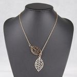 Leaf Pendants Chain Choker Necklace Gold Photo 1