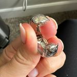 Silver vintage flower floral embossed chunky hoop clip on earrings cuffs‌‌‌‌‌‌‌‌ Photo 2