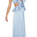 Show Me Your Mumu NEW Zoey Dress in Steel Blue Satin Photo 0