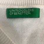 United Colors Of Benetton White V Neck Sweater Size S Summer Cotton Stretch Photo 2