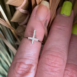 White Gold Sterling Silver Cross CZ Ring sizes 4,10 Photo 0