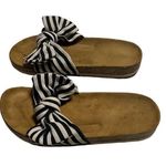 Qupid  Black White Striped Slip On Sandals Slides Size US 9.5 EU 40 Slide Bow Photo 0