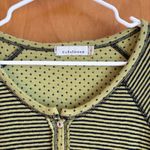 Cut Loose Striped Button Front Tunic Top Lime Green Black Women Size L Size L Photo 1