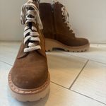 Dolce Vita Hinto Lug Heel Suede Combat Boots 8.5 Leopard Print Calfhair Boho Tan Photo 2