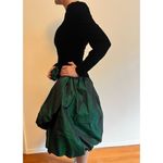 Vintage 80’s Black Velvet & Green Bubble Skirt with V Photo 2