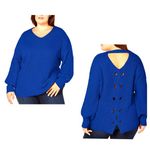 Ny Collection  blue cutout twist back knit sweater size large Photo 1