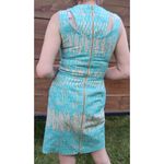 Chic 60s Turquoise/Tan Professional Office Work Bodycon Sleeveless Dress Size 8 Blue Photo 4