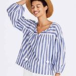 Madewell  Coastal Peasant Top in Shea‎ Stripe Blue & White XXS Photo 1