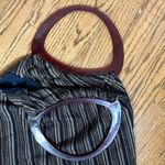 Vintage Knit Tote Bag Open Top Resin Plastic Handles BOHO Whimsigoth Brown Photo 3