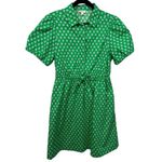 J.Crew  Short Sleeve‎ Collared Mini Button Up Shirt Dress Kelly Green Size 6 Photo 4