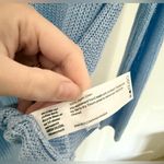 Eileen Fisher  Cornflower Blue Organic Linen V-Neck Open Knit Sweater Size Medium Photo 4