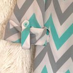 Tacera  Aqua Chevron Tab Sleeve Blouse Size M Photo 3