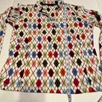 Lands' End Womens Multicolor Argyle Fleece Quarter Zip Pullover Size Small Photo 7