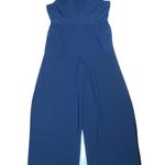 Nina Leonard Jumpsuit Women's Size Large Sleeveless Pleated Wide Leg Navy Blue Photo 0