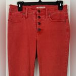 Madewell  9” High Rise Skinny Cropped Button Fly Red Jeans Stretch Size 28T Photo 1
