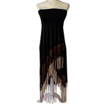 None Western Black Brown Ombre Fringe High Low Jersey Skirt Strapless Dress Size XL Photo 4
