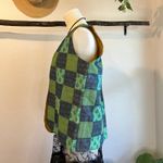 Handmade Cotton Arch Green Square Patchwork Open Style Vest Top Size Medium Blue Photo 3