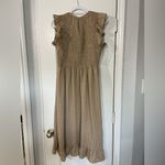 SMOCKED DIAMOND PATTERN MIDI DRESS Black Size L Photo 2