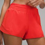 Lululemon High-Rise 2.5 Shorts, Size 2, Hot Heat (Red Orange Color) Photo 0