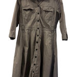 Converse  One Star Gray Utility Shirt Dress Button Front Long Sleeve Size L Photo 0