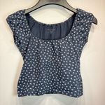 Brandy Melville  Navy Blue Dainty Floral Cropped Eden Top Photo 2