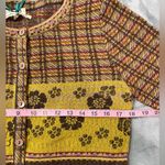 Flavored Tartan wool cardigan Float floral brown lavender red orange yellow tan Size M Photo 7