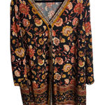 Susan Graver  Weekend Size 2X Button Front Tunic Blouse Floral Black Kimono Boho Photo 0