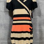 No Boundaries  Women’s Sweater Dress Coral Combo Striped Buckle Wrap Size L NWT Photo 0