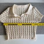 Cider  Ivory Cream Cable Knit Cropped Polo Tiny Tee Size Large Photo 6