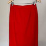 Guy Laroche Boutique Paris | Orange Red Wool Midi Skirt | 40 Photo 0