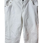 Woman Within White Denim Knee Length Pants Shorts SZ 18W Stretch Casual Vacation Photo 0