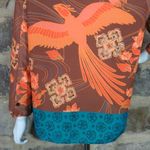 Sag Harbor Oriental Phoenix Print Blouse Orange Brown Turquoise Woman's Small Photo 6