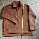 Aerie Woman's Medium Sherpa 1/4 Snap Button Burnt Orange Pullover Photo 2