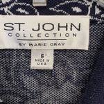 St John Collection Marie Gray Woman Navy Blue & White Floral Tapestry Cardigan 6 Photo 4
