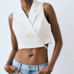 ZARA  Wrap Style Cropped Vest Blouse‎ White XS Photo 0
